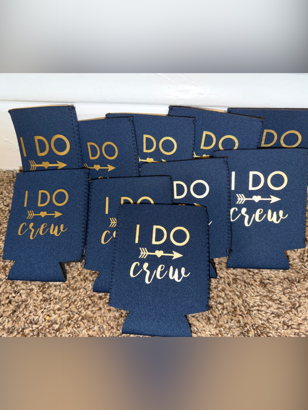 I DO Crew Navy Can Cooler - Gold Print